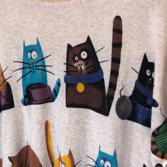 Purplish London Kitty Cat Print Sweater Women’s M - Picture 3 of 6